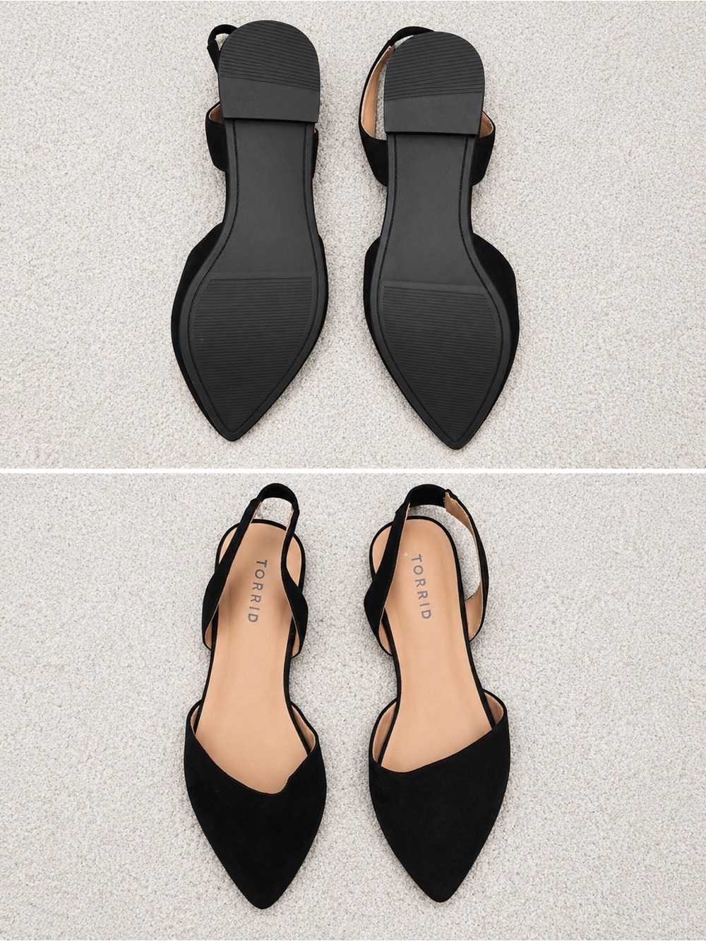 TORRID Black Faux Suede Pointed Toe Slingback Flats